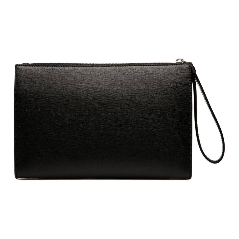 Bally Mythos Palladium Metal Zipper Closure Recycled Leather And Recycled Cowhide Clutch Men Clutch Black 6308766