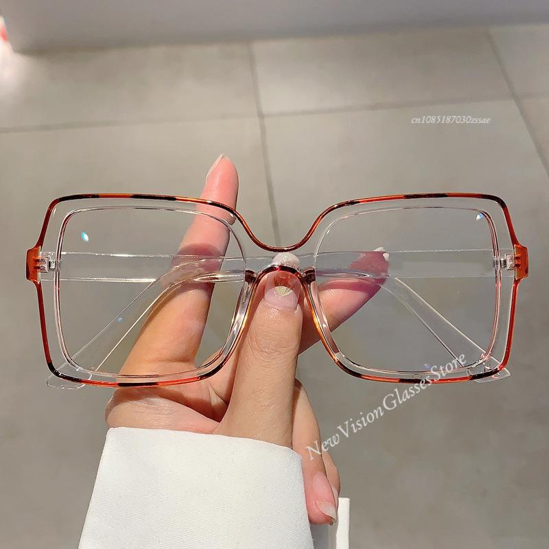 Square Black Leopard Frame Classic Fashion Clear Glasses For Daily Reading Life Back To School Decoration Computer Glasses