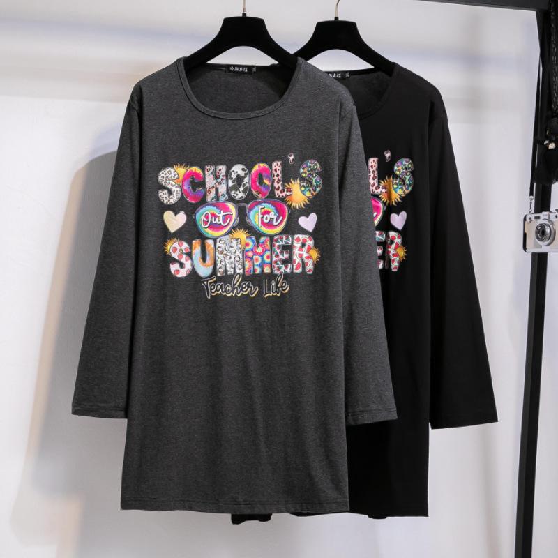 Women's Korean Style Plus Size Solid Color Long Sleeve T-Shirt - Fashionable Hot Stamping, Casual and Versatile for Autumn 2025