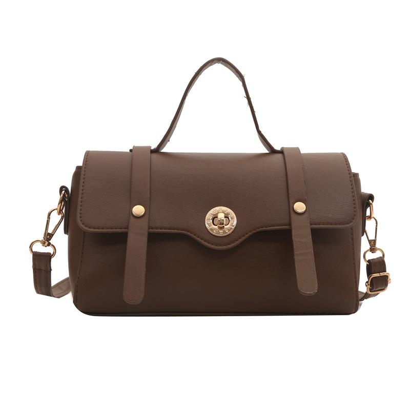 Boston Retro Solid Color 2025 Simple New Spring Crossbody Portable Shoulder Square Bag
