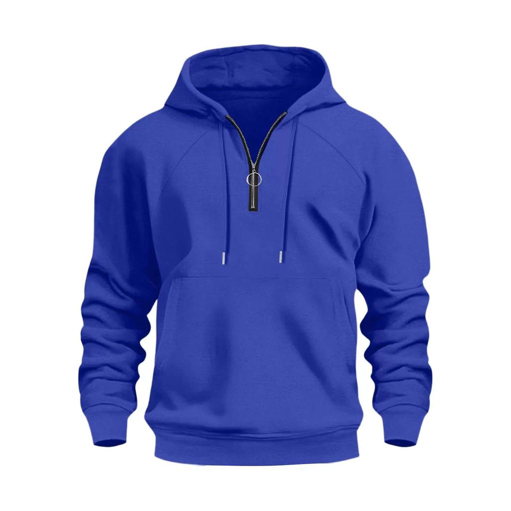 Spring Autumn Men's Half Zipper Casual Loose Hooded Sweatshirt Street Fashion Motorcycle Windproof Sweatshirt