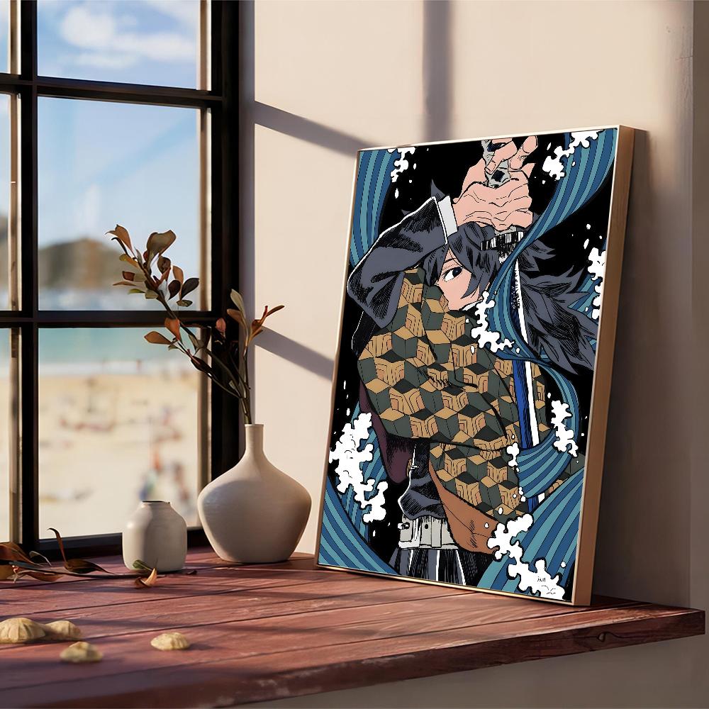 Demon Slayer Tomioka Giyuu DIY Sticky Poster Fancy Wall Sticker for Living Room Bar Decoration Wall Decor