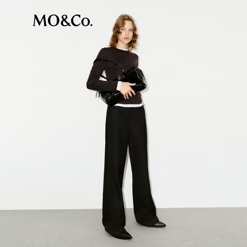 MO&Co. Women's Wool Blend Wide-Leg Trousers