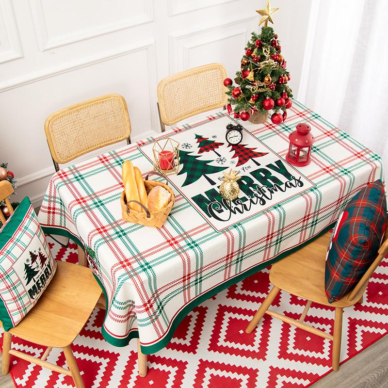 Year 'S Day Santa Claus Tablecloth Restaurant Decoration Tablecloth Waterproof And Antifouling Lattice Coffee Table Cloth