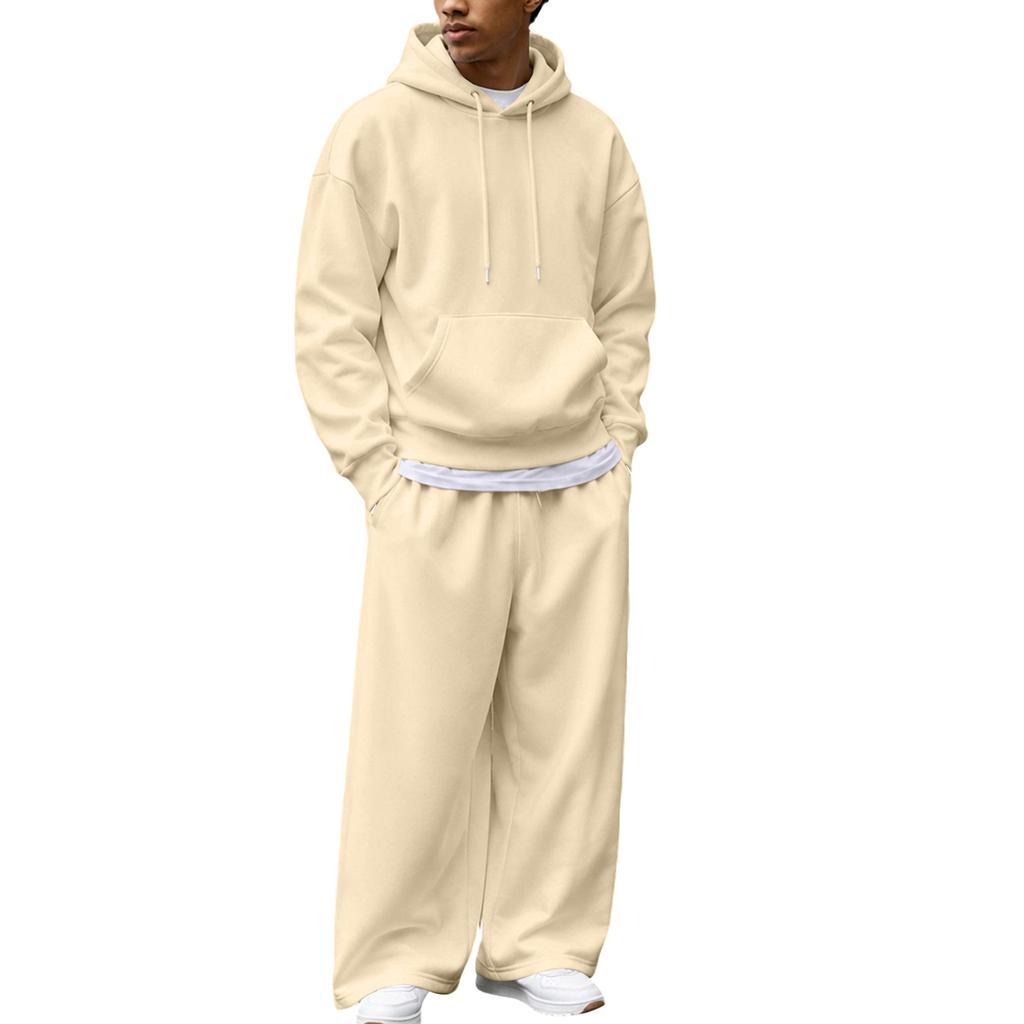 Ensemble sweat à capuche zippé et pantalon de jogging d'hiver pour homme - Tenue décontractée par temps froid