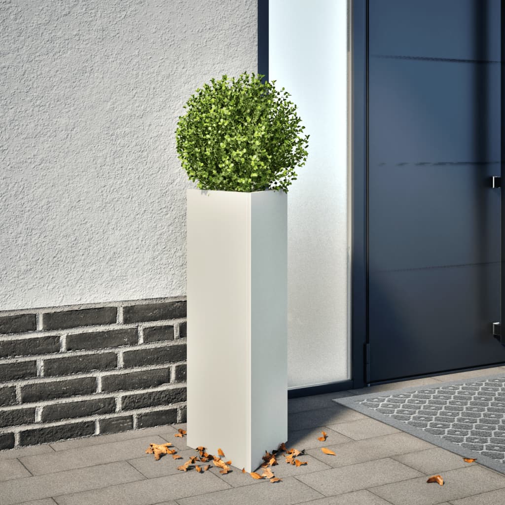 White Triangular Planter 30 X 26 X 75 Cm Steel