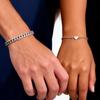 2Pcs Simple Stainless Steel Bracelet Set for Women Men, Zircon Heart Charms Couple Bracelets, Fashion Jewelry for Lover Gift