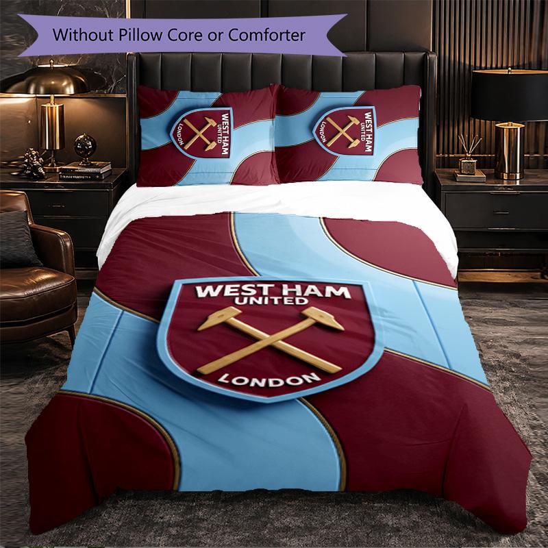 West Ham United Calcio Set Biancheria da Letto 3 Pezzi Morbido Set Copripiumino con Federe Set Decorazione Camera da Letto per la Casa