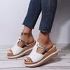 Summer New Casual Slope Heel Slippers Women's Foreign Trade Large Size Outer Wear Thick Bottom European and American Women One-word Cool Slippers