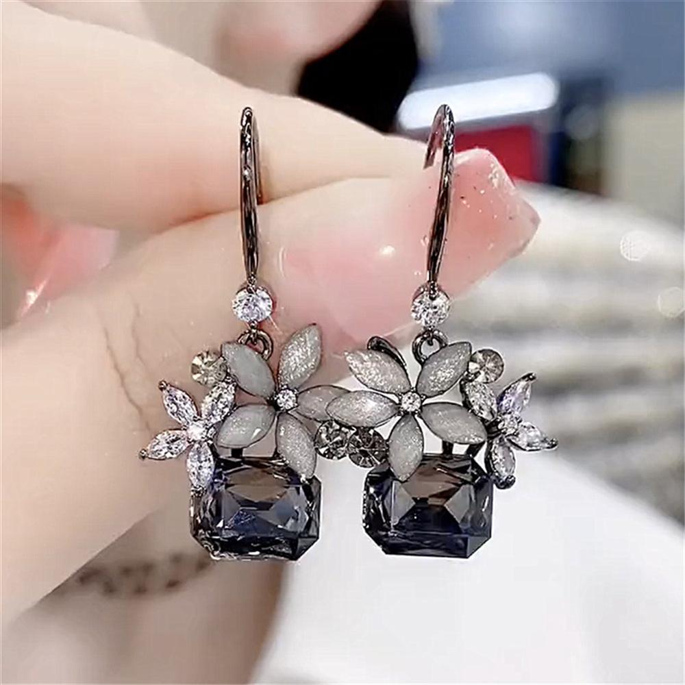 Шарм Женские Черные Квадратные Каменные Серьги-Подвески Милые Модные Свадебные Для Женщин