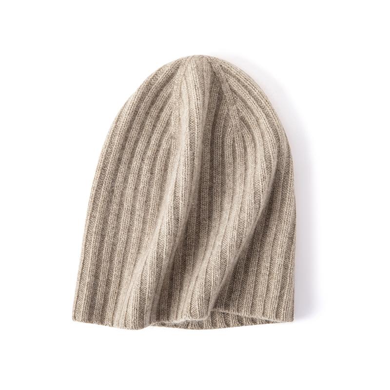 Women 100% Pure Cashmere Beanie Hat Rib Knit Slouchy Fit Winter Warm Soft Skullies Cap Cold Weather Accessory
