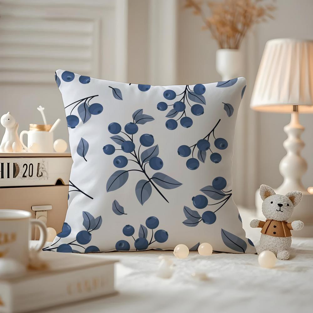 Fruit Print Cushion Cover Anti-dustmite Pillowcase Invisible Zipper Silky Short Plush Sofa Cushion Cover