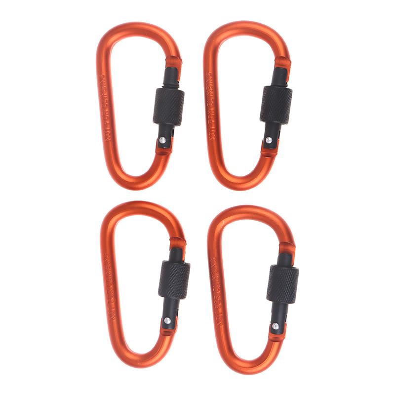 4Pcs 7.5*4.0cm D-shape Aluminum Alloy Carabiner Clips With Screw Gate Carabiners Hiking Clips EDC Outdoor Camping Equipment Hook