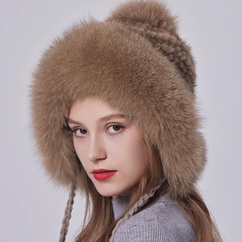 Fox Hair Lei Feng Hat Women's Winter Thickened Warm Mink Fur Hat Women's Korean Version Versatile Mink Ear Cap