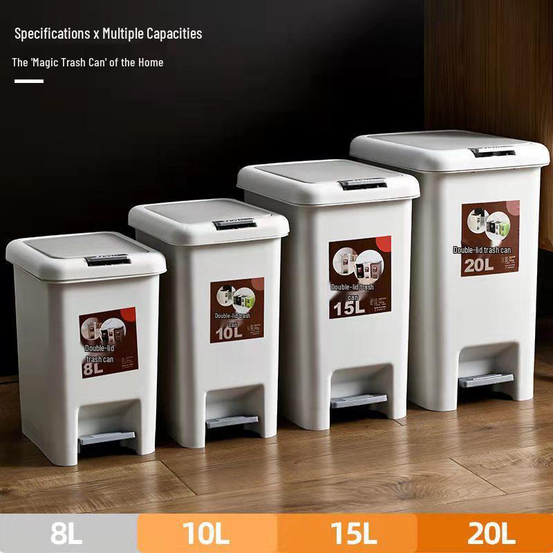 Large Foot-Operated Trash Can with Lid for Living Room
