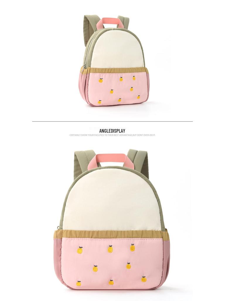 Colorful Cute Apple Embroidery Kid's Backpack: Mini Travel Kindergarten Bag
