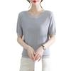 Mom's Summer Ice Silk Short-Sleeve Blouse - New Style for Mid-Aged Women, Thin, Fashionable Knit T-Shirt Top
