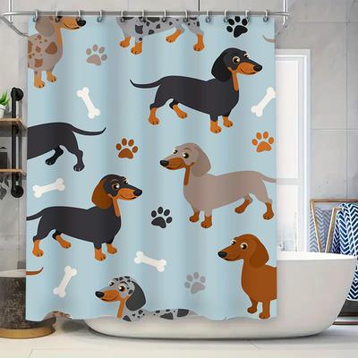 Adorable Dog Print Shower Curtain Set for Bathroom Decor Multiple Colors Available