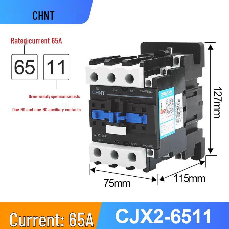 Zhengtai Kunlun AC Contactor CJX2-1210, 220V/380V, 3-Phase, NO/NC