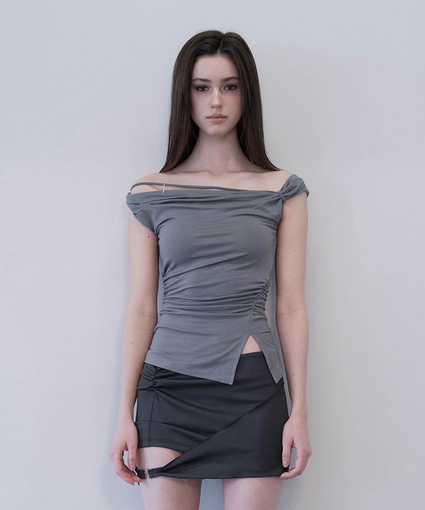 Demio Contour Strap Mini Skirt (Charcoal)