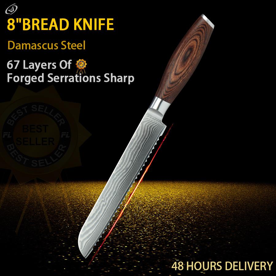 Kitchen Knife 67 Layers Damascus Steel Santoku Knife Slicing Utility Paring Bone Cutter Steel Razor Sharp Blade Colorful Wood