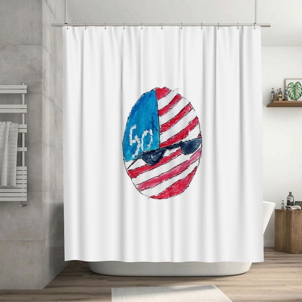 American Flag Shower Curtain Patriotic USA Stars Stripes Decor Bathroom Fabric Waterproof Vintage Rustic Farmhouse Home