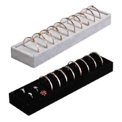 Multi Slot Plush Jewelry Holder Rectangle Tray For Bangles Cufflinks Exhibition Display Dresser Storage Solutions