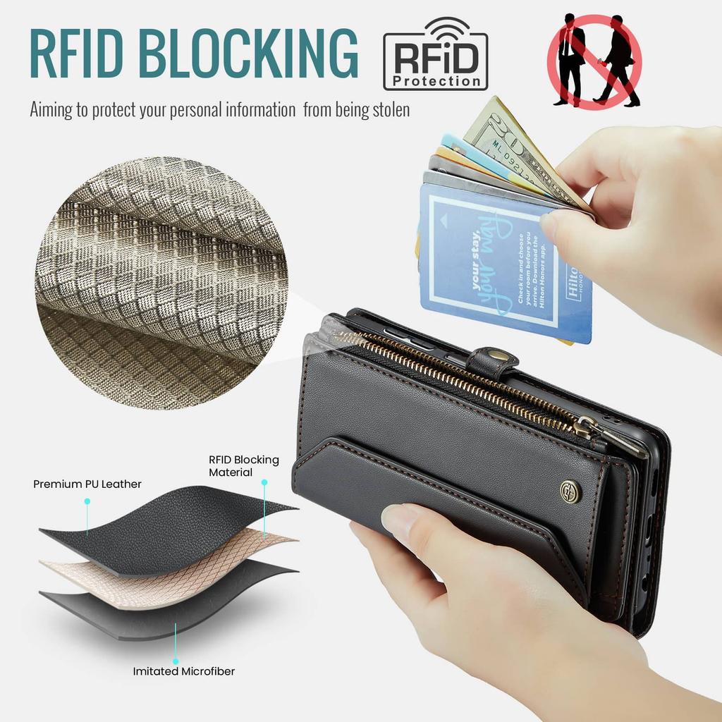 Crossbody for Samsung Galaxy A22 5G Case Wallet RFID Blocking with 10-Card Holder Zipper Bills Slot, Soft PU Leather Magnetic Shoulder Wrist Strap
