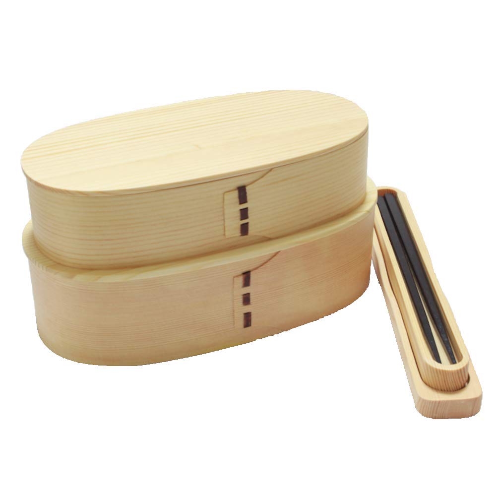 

Magewappa lunch box with urethane coating 1000ml wooden and chopstick case [Natural cedar] two-tier (lunch box, chopsticks, set)