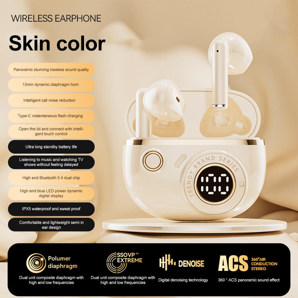 Căști Bluetooth 5.4 Căști Wireless Mini Căști de Gaming Afișaj LED Căști cu Reducere a Zgomotului Căști Stereo HiFi