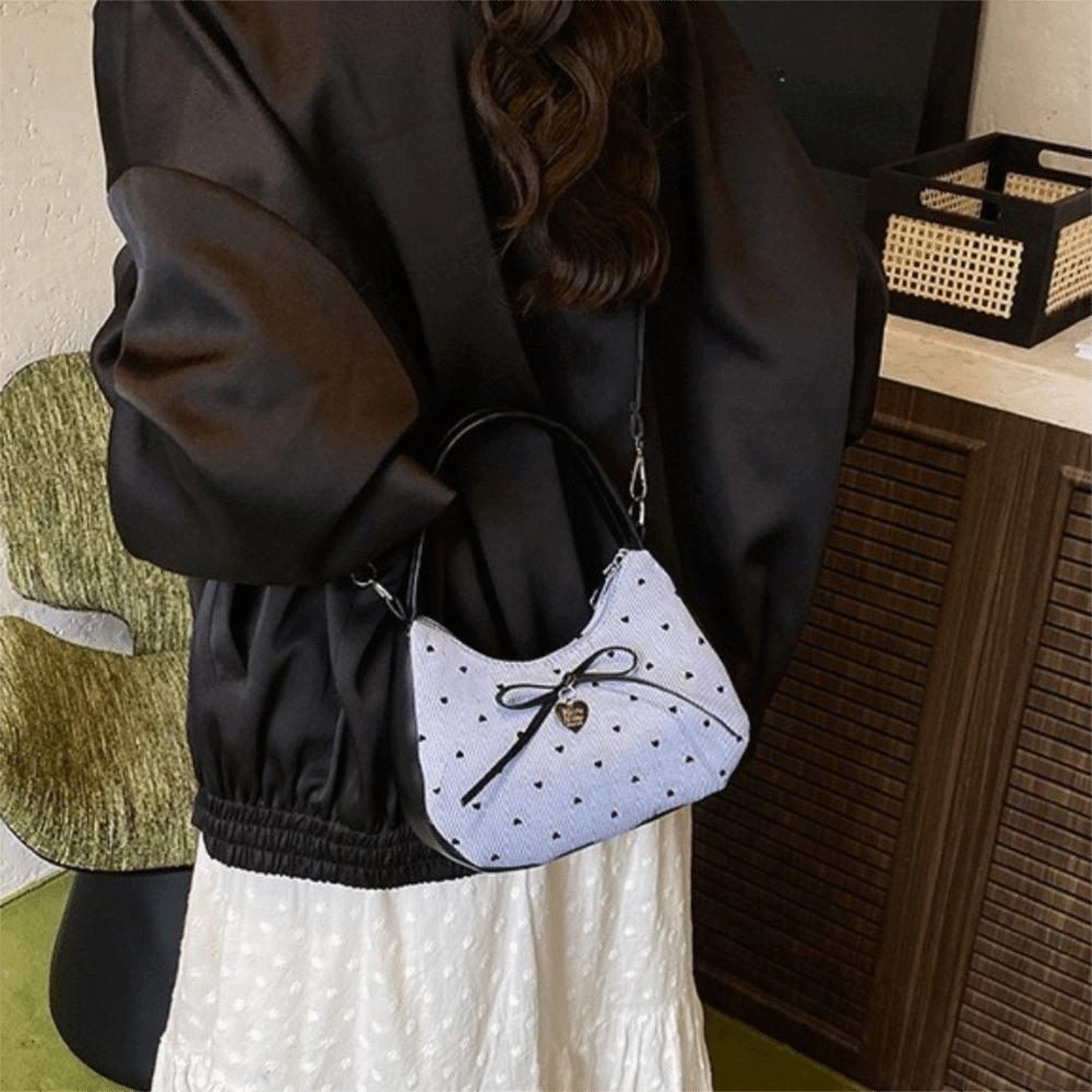 Polka Dot Bow Shoulder Bag Y2K Hobo Bag Vintage Underarm Bag  Ladies