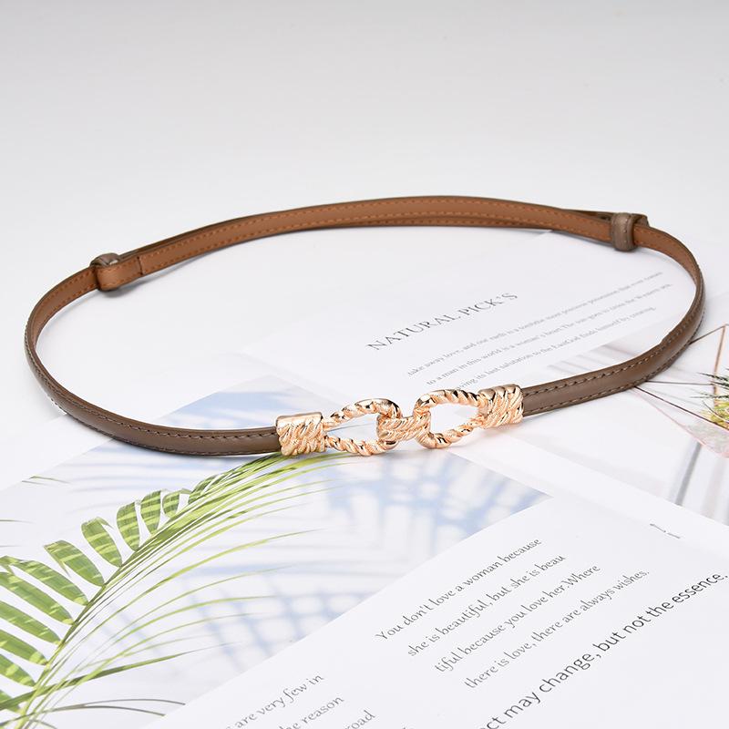 Cowhide Thin Belt Women's Decorative Versatile Genuine Leather Women's Belt Belt Dress Belt Women's Ins Style