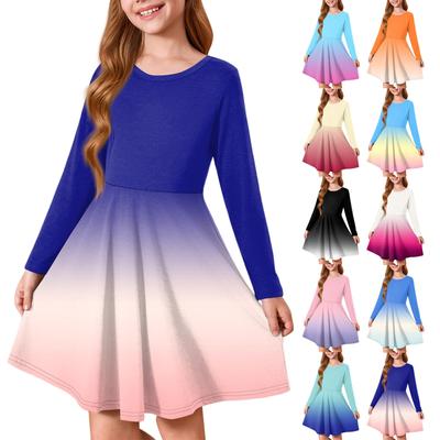 Girls' Summer Princess Dress - Long Sleeve A-Line T-Shirt Dress