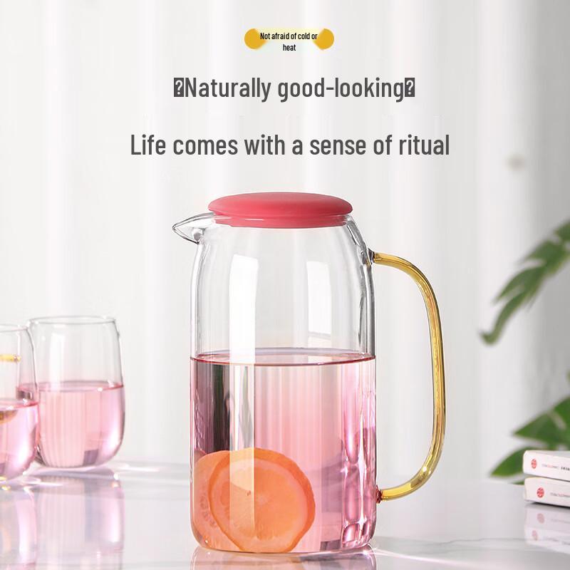 Ms. Chef Large Capacity Gradient Pink Glass Pitcher Set