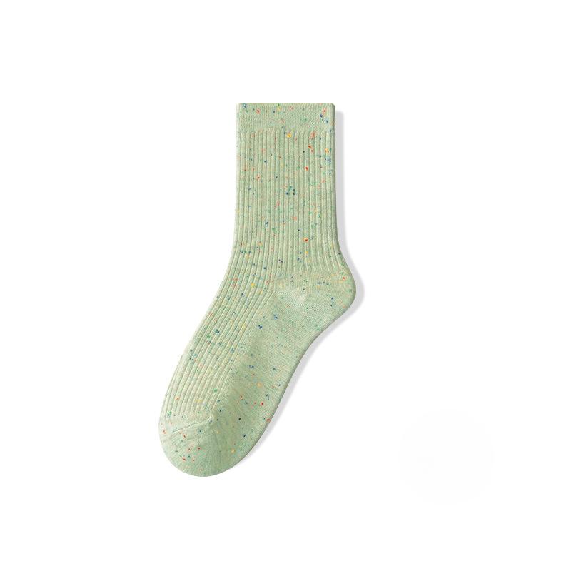 Women's Spring and Autumn Mid-calf Socks, Pure Cotton Trendy Pile Socks, Polka Dot Yarn Postpartum Socks
