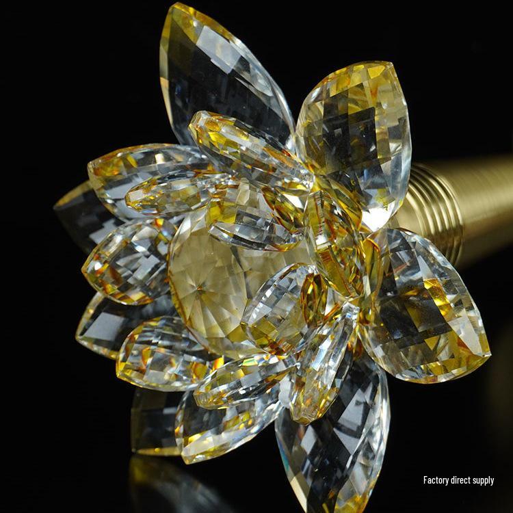 Copper LED Crystal Lotus Multi-Color Buddha Offering Lamp for Home Worship