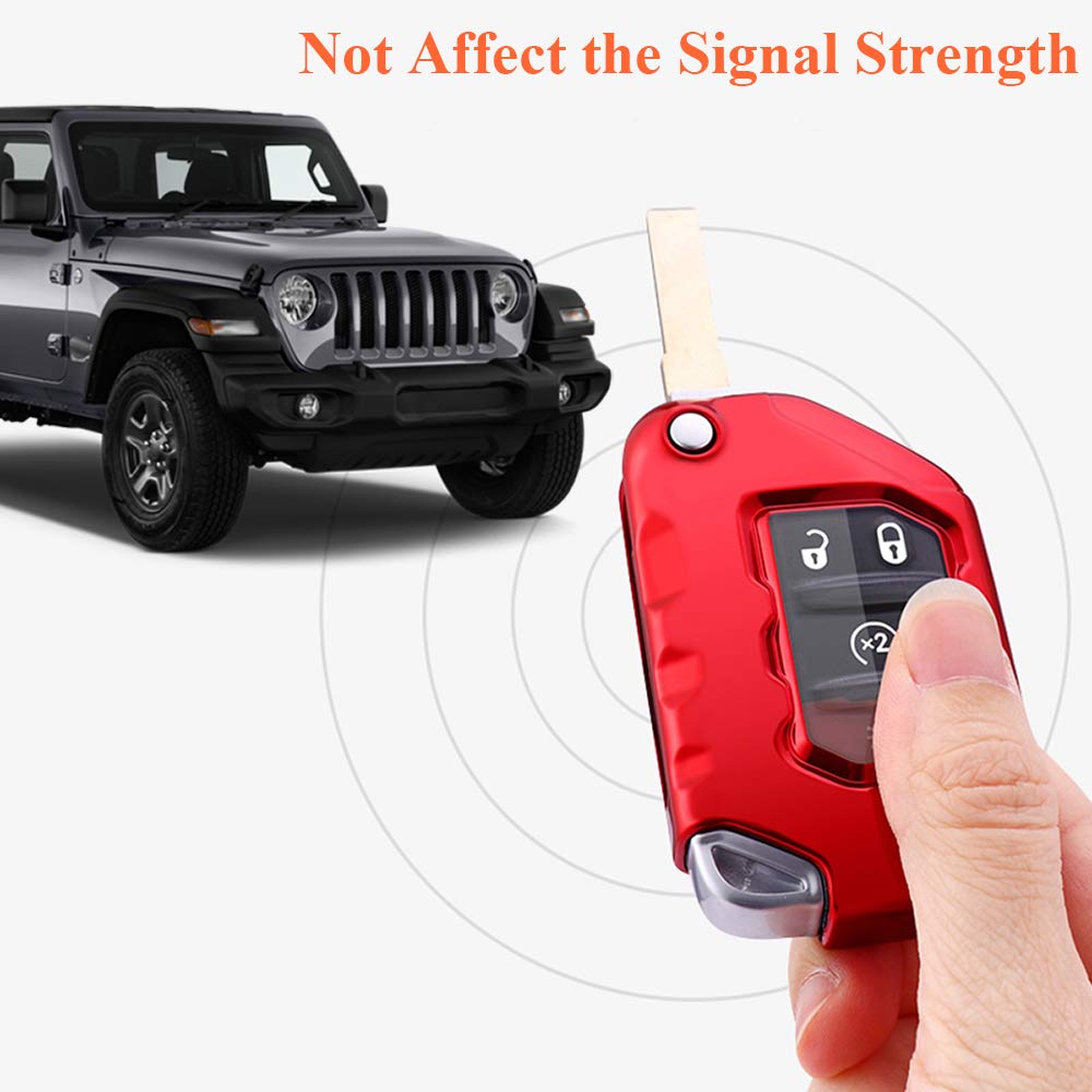 SANRILY 1PC Flip Key Fob Case Cover for Jeep Wrangler Gladiator 2020 Keyless Remote