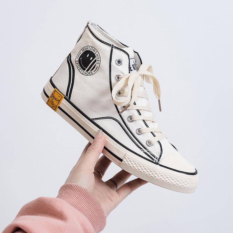 Ins High-top Canvas Shoes Women's Korean Version 2025 Spring and Autumn New Harajuku Ulzzang Retro Student Board Shoes Tide