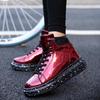 Fashion Patent Leather Casual Sneakers Men Designer Glitter Platform Shoes Men Women Red Sneaker Lightweight Mens High Top Shoes