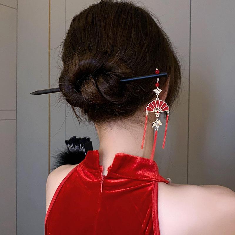 Elegante Fermaglio per Capelli Stile Cinese Nappa Bastoncino per Capelli Design Floreale Tradizionale Accessorio per Acconciatura Gioielli da Donna Fermaglio per Capelli Spilla per Capelli
