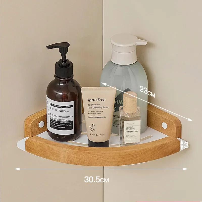 Bathroom Pendant Towel Holder Shower Rack Solid Wood Bathroom Shelf Shampoo Shower Gel Corner Holder Towel Bar Mobile Phone Rack