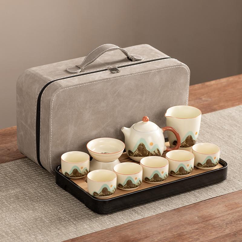 Dragon Egg Teapot Huang Ru Kiln Travel Kung Fu Tea Set Household Portable Teacup Teapot Light Luxury Business Gifts