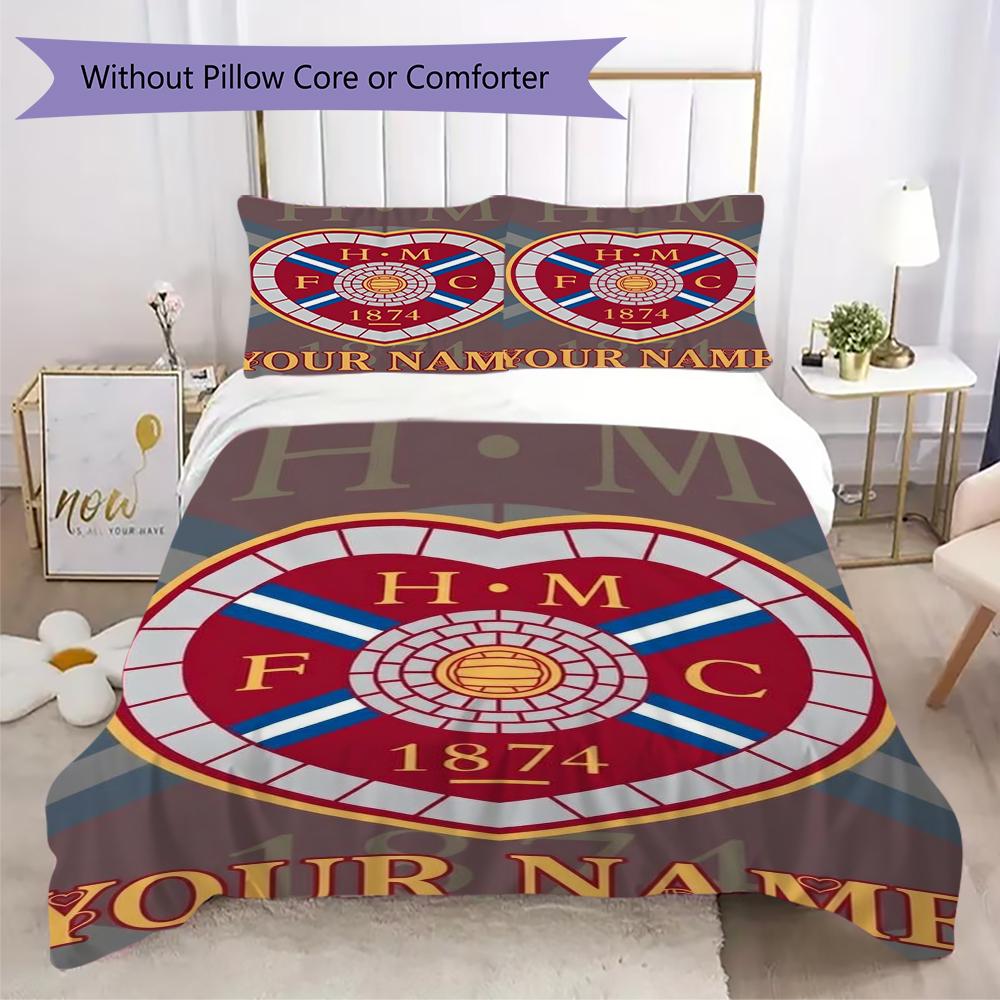 Custom Name Heart of Midlothian Pattern Bedding uilt Set uilt Cover Pillowcase Home Decoration Birthday Gift (1*duvet cover+2*pillowcase without core)