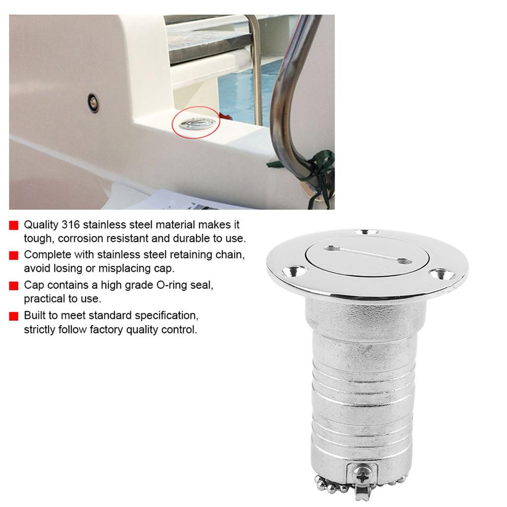 316 Stainless Steel 1.5in Boat Deck Fill Filler Water Tank Cap Accessories for Marine Yacht