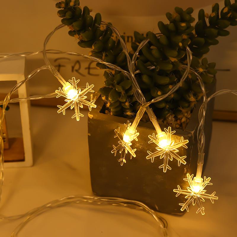 LED Christmas String Lights - Snowflake, Stars & Reindeer Fairy Decor for Holiday Atmosphere