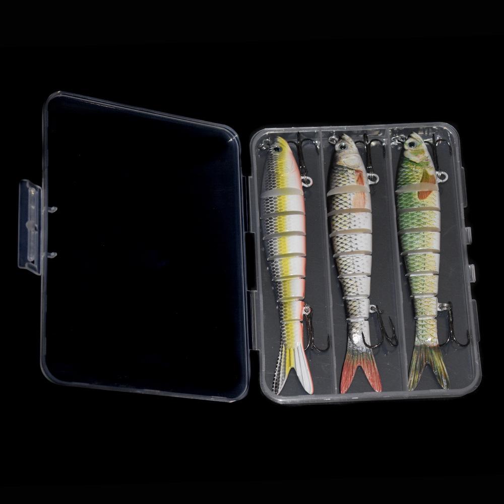 3 Sets Multi-Section Fish Artificial Hard Bait Crank Lure Loach Luya Simulation Bionic Beak Bait Hooks Stainless Steel Boxed