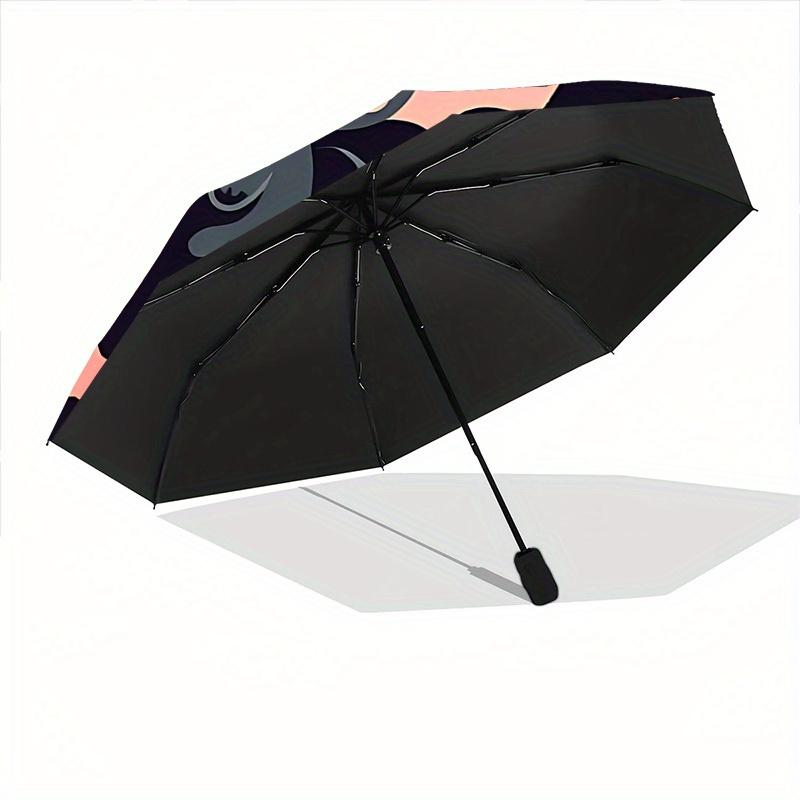 1pc Bat Night Automatic Open/Close Umbrella with Windproof, Functional Design, 8-Rib Sturdy Canopy, Durable Ribs,058