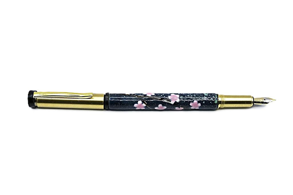 Kiyoteru Handcrafted Porcelain Fountain Pen Cherry Blossom Blue Star with Converter