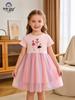 2026 Spring/Summer Girls' Rainbow Mesh Short-Sleeve Dress