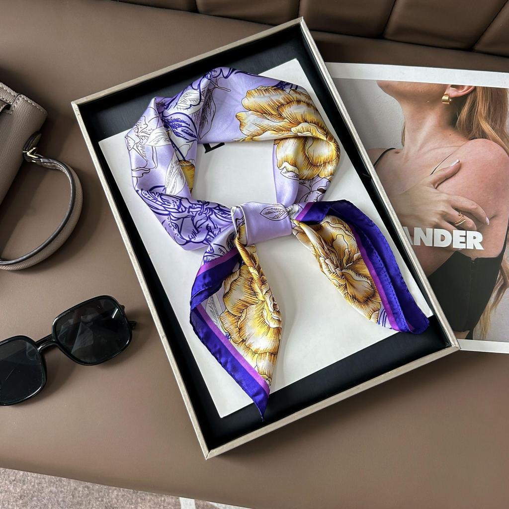 Korean Style High-End Printed Silk Scarf - Versatile Fashion Accessory